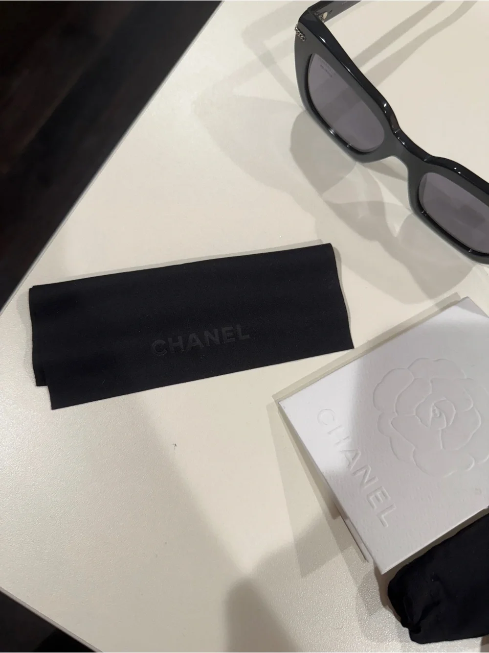 CHANEL Black Sunglasses with Gold CC Accent